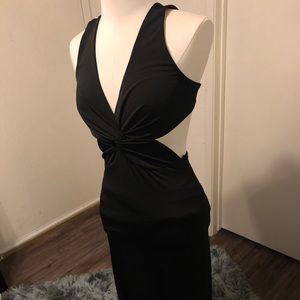 Floor-Length Black Cut Out Dress